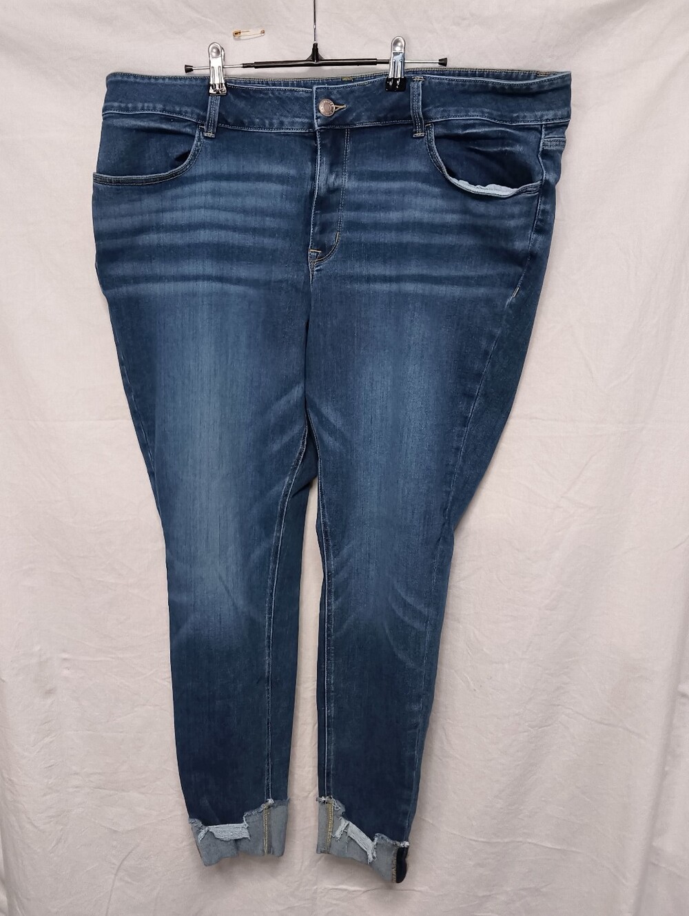 Maurices Dark Blue Ankle Skinny Jeans with Raw Hem